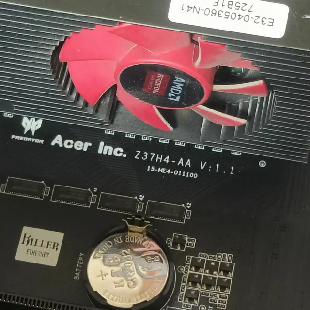 Acer Predator Z37H4 AA motherboard with AMD Radeon graphics card fan