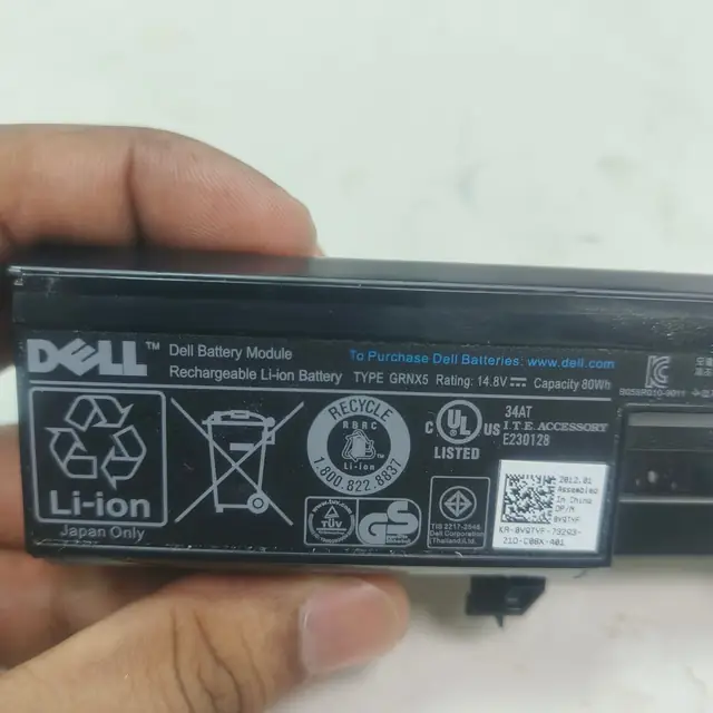 Dell GRNX5 battery label: 14.8V, 80Wh