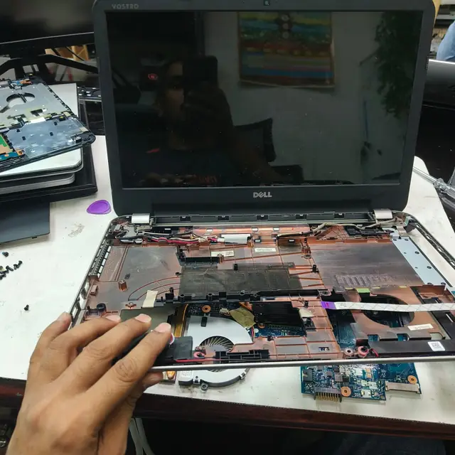 Dell Vostro laptop open chassis motherboard removed