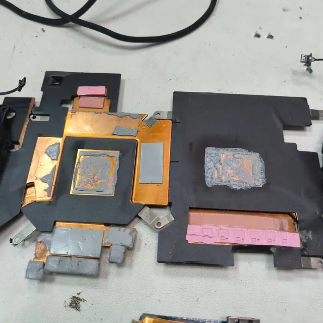 Laptop heatsink dried thermal paste and worn thermal pads