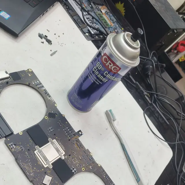 MacBook logic board cleaning CRC contact cleaner