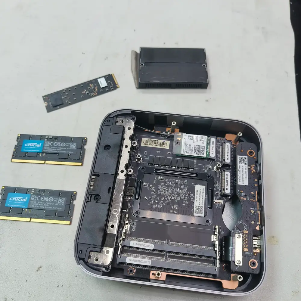 Mini PC crucial DDR5 RAM and NVMe SSD upgrade