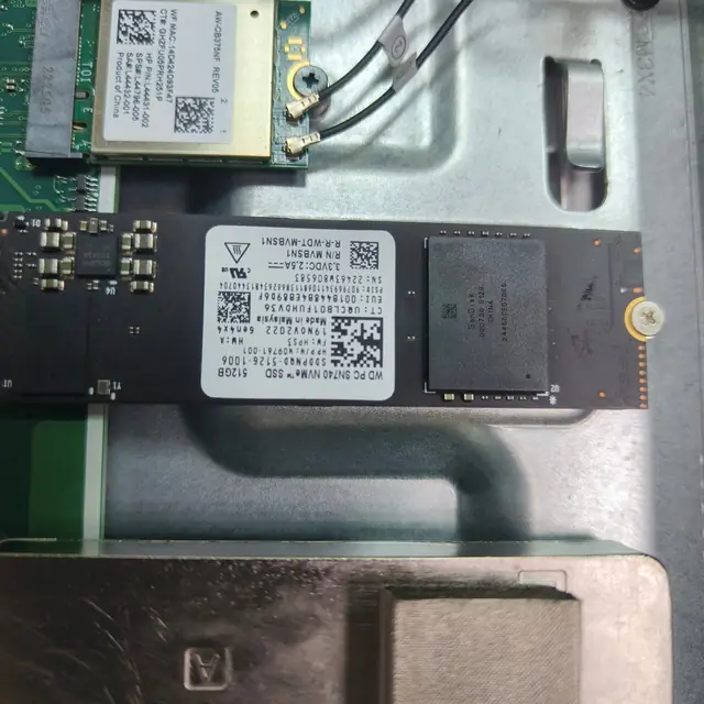 WD SN740 512GB NVMe M.2 SSD installed HP all-in-one