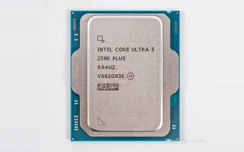 Intel Core Ultra 5 250K Plus desktop processor, top view of the heat spreader